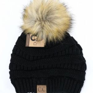 C.C. Beanie with Fur Pom
